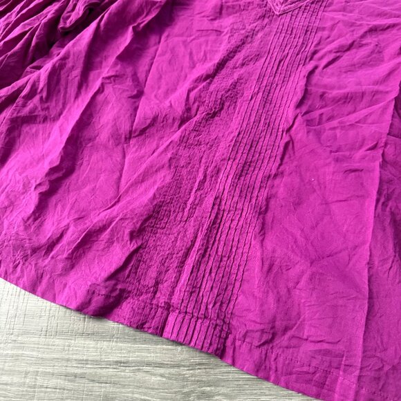 Farm Rio Anthropologie Kelsie Purple Cotton Lace Puff Sleeve Top Sz Large Blouse - Picture 3 of 10